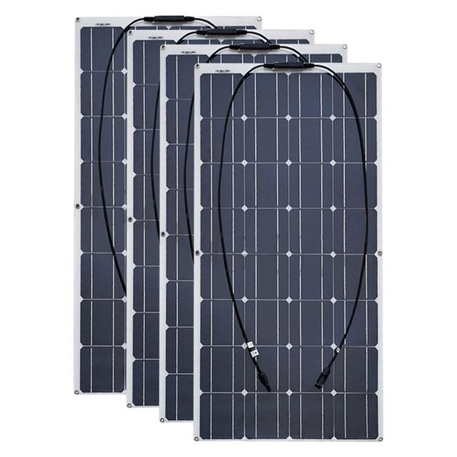 12 Volt 100 Watt monoctrystalline flexible solar panel solar RV 200w 400 watt 600w 1000w kit for 12V 24 Volt batteries Charging