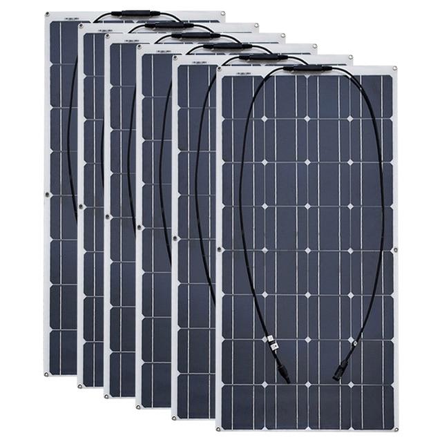 12 Volt 100 Watt monoctrystalline flexible solar panel solar RV 200w 400 watt 600w 1000w kit for 12V 24 Volt batteries Charging