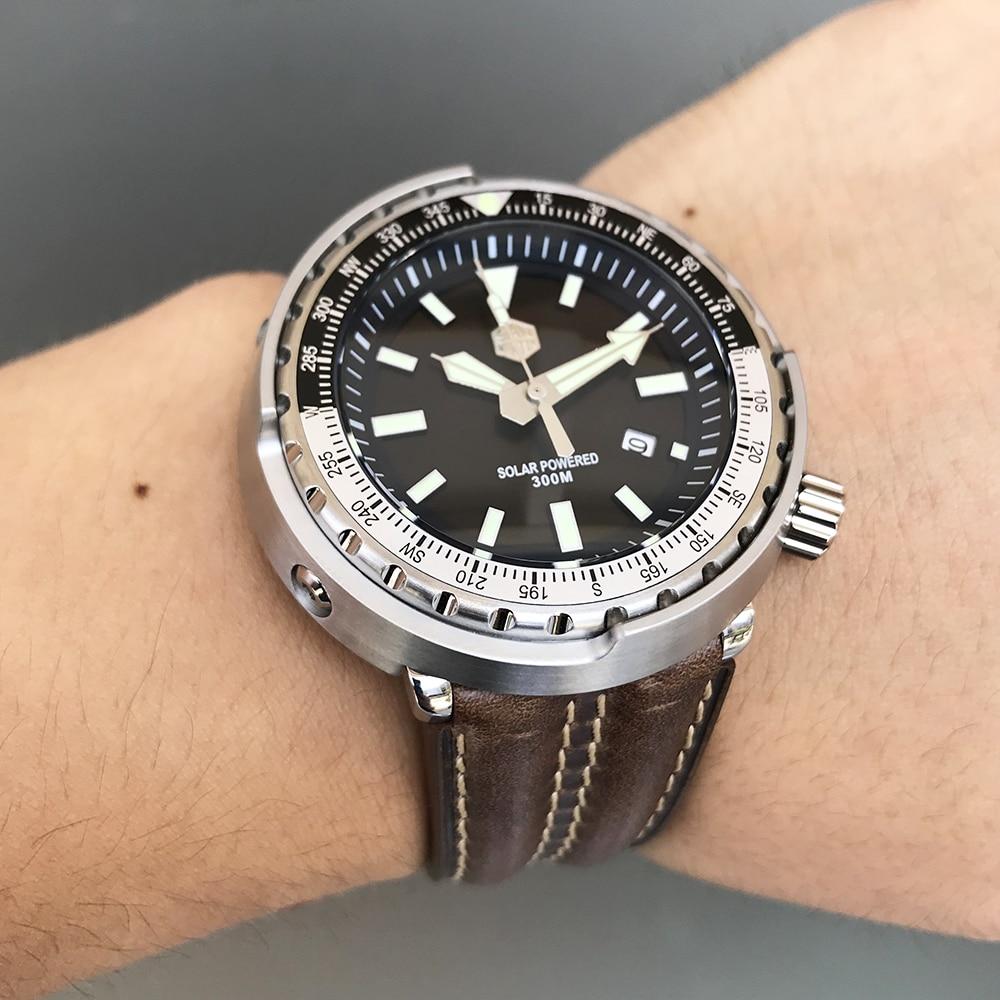 San Martin New Tuna SBDC035 Wrist Watches Stainless Steel Diving Watches 30ATM Solar VS37 Movement Quartz watch for Men Women