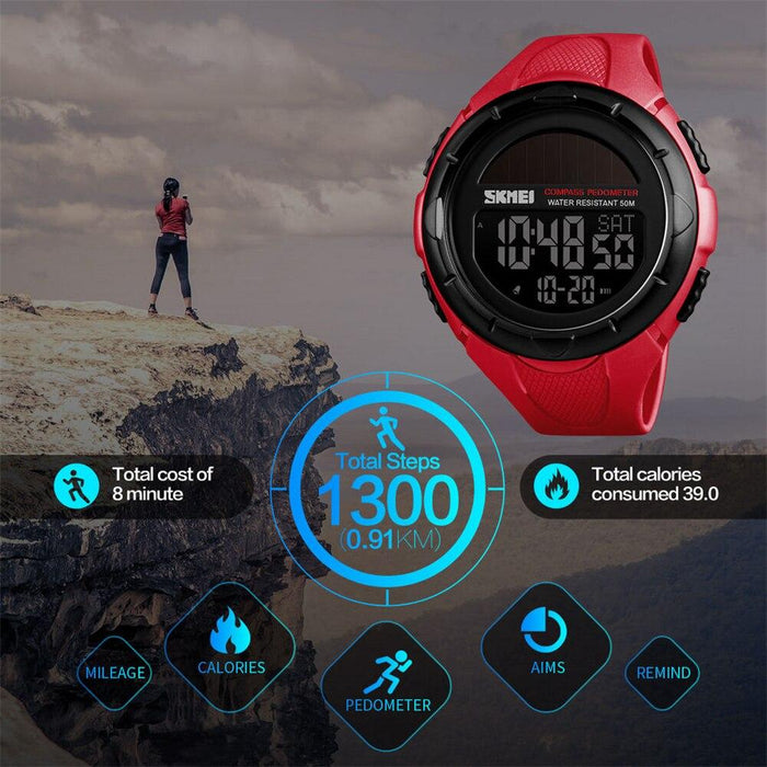 SKMEI Smart Watch Men Digital Watches Outdoor Pedometer Calorie Solar Power Waterproof Men's Sport Watch Relogio Masculino 1488