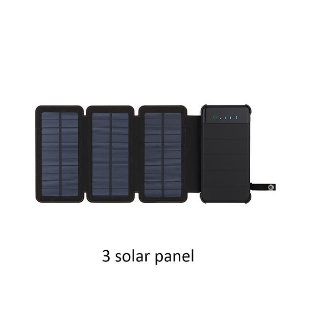 Solar panel charger mobile power waterproof power supply dual USB port 10000mAh mobile phone battery outdoor portable folding