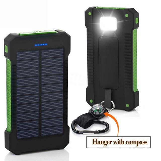 30000mAh Solar Power Bank Waterproof Solar Charger Dual USB External Charger Powerbank for Xiaomi huawei iPhone 7 8 Samsung