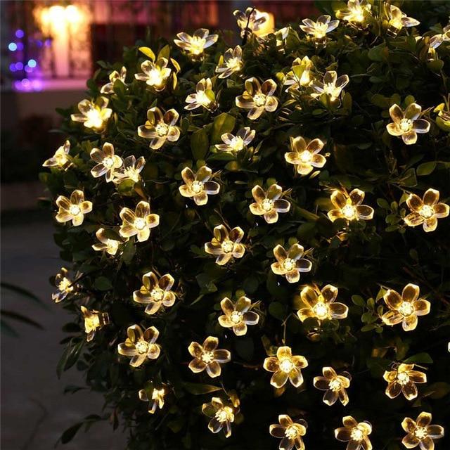 10M Solar Garden lights LED String light Outdoor Lighting Waterproof Flower Garland for the Street Lawn Patio Decoration Festoon