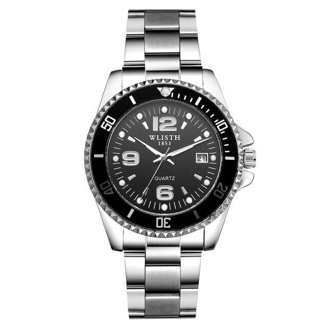 Brand Waterproof Watch Success Man Small Three-Needle Luminous Wristband Watch Stainless Steel Belt Folding Buckle Bracelet Gift