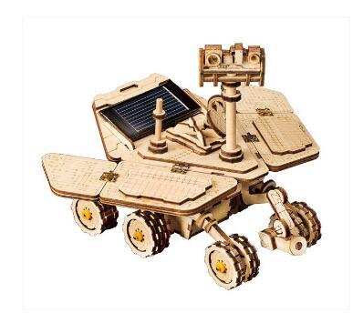 Wooden Solar Energy Powered 3D Moveable Space Hunting DIY Model Creative Toy Gift for Child Adult