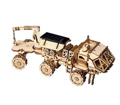 Wooden Solar Energy Powered 3D Moveable Space Hunting DIY Model Creative Toy Gift for Child Adult