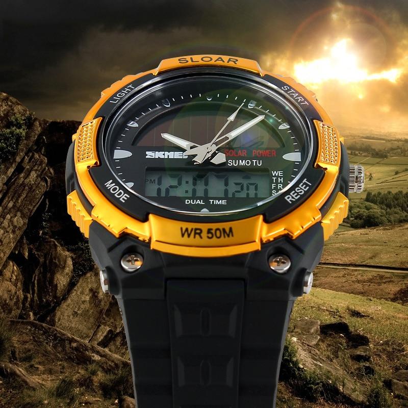 SKMEI Can Swimming Men Watches Sport Outdoor Solar Energy Charge Battery Man Digital Clock 50m Waterproof Top Quality Brand Hour