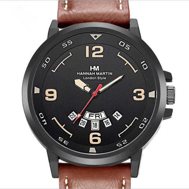 Fashion Hot Sale Double Calendar Men's Watch 30M Daily Waterproof Leather Strap Stainless Steel Buckle Quartz Watch Sports Clock