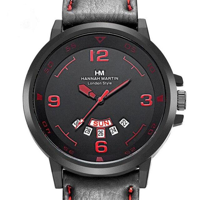 Fashion Hot Sale Double Calendar Men's Watch 30M Daily Waterproof Leather Strap Stainless Steel Buckle Quartz Watch Sports Clock