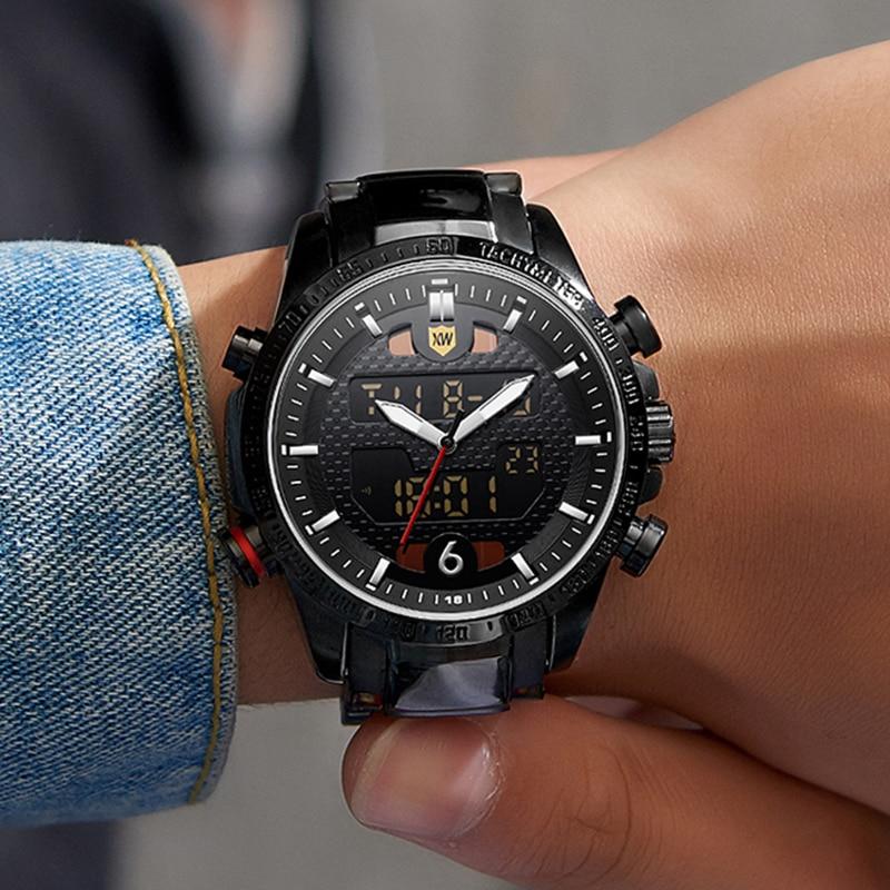 relogio masculino Men Watches Solar Luxury Brand Full Steel Quartz Clock Digital LED Watch Army Military Sport Watch 2019