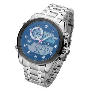 6.11 Luxury Brand Mens New Fashion Dazzle Glass Watch Military Watch Analog Digital ELClock Full Steel LED Watch Men Sport Watch