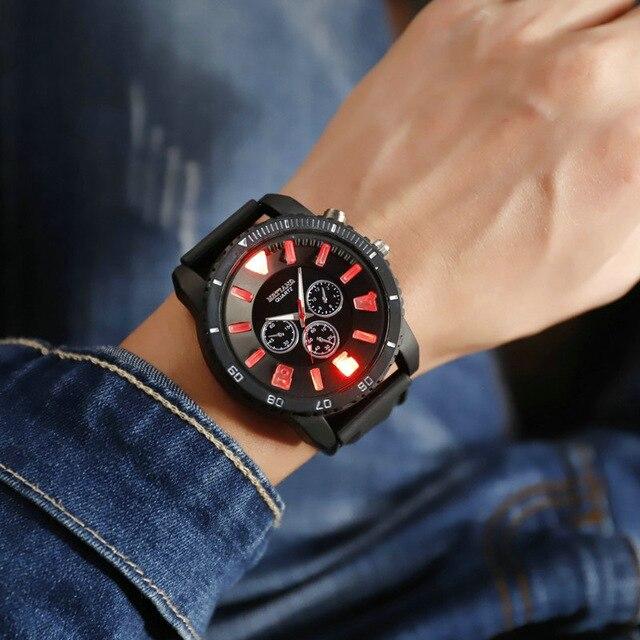New Men Women Quartz Watch Silicone Strap Led Luminous Glow Super Large Dial Trend Middle School Students Couple Sports Watch