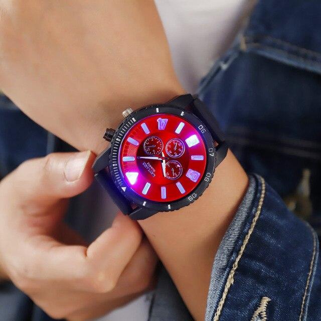 New Men Women Quartz Watch Silicone Strap Led Luminous Glow Super Large Dial Trend Middle School Students Couple Sports Watch
