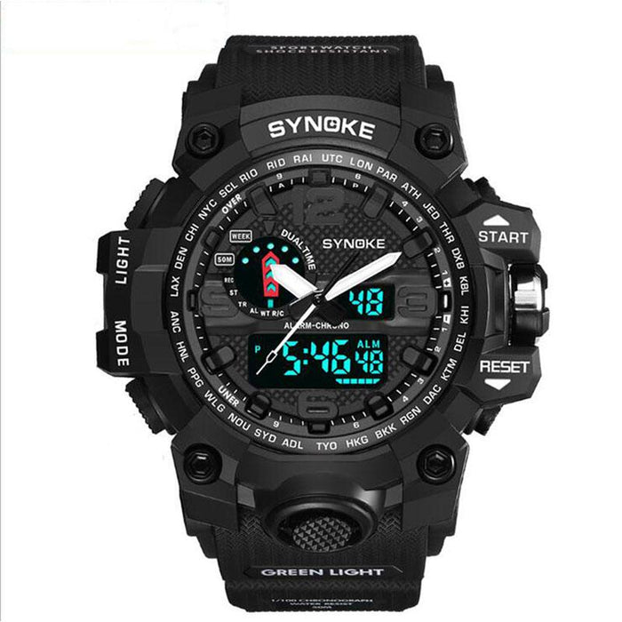 Fashion Men'S Quartz Watch Outdoor Sports Dual Display Electronic Multi-Function Waterproof Military Watch Fitness Digital Clock