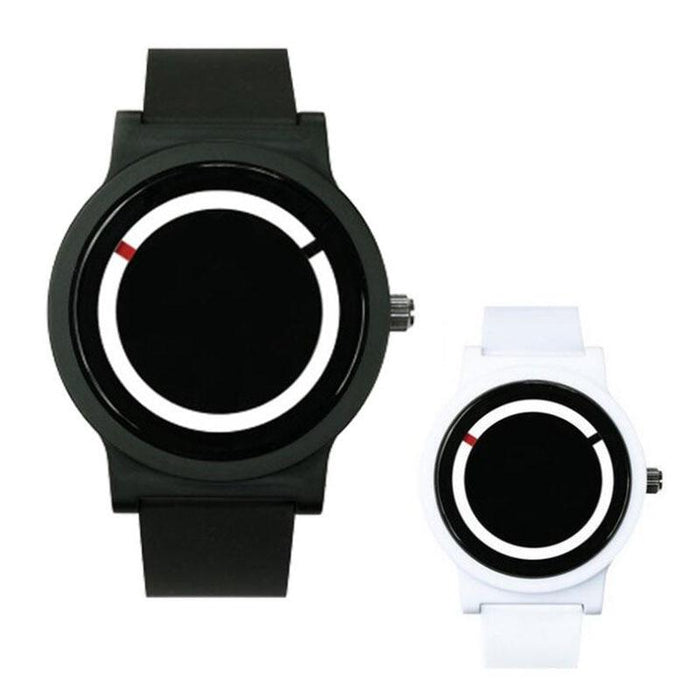 New Personality Classic Black White Couple Watch Ladies Student Plastic Belt Strap Glass Mirror Stainless Steel Buckle Watch