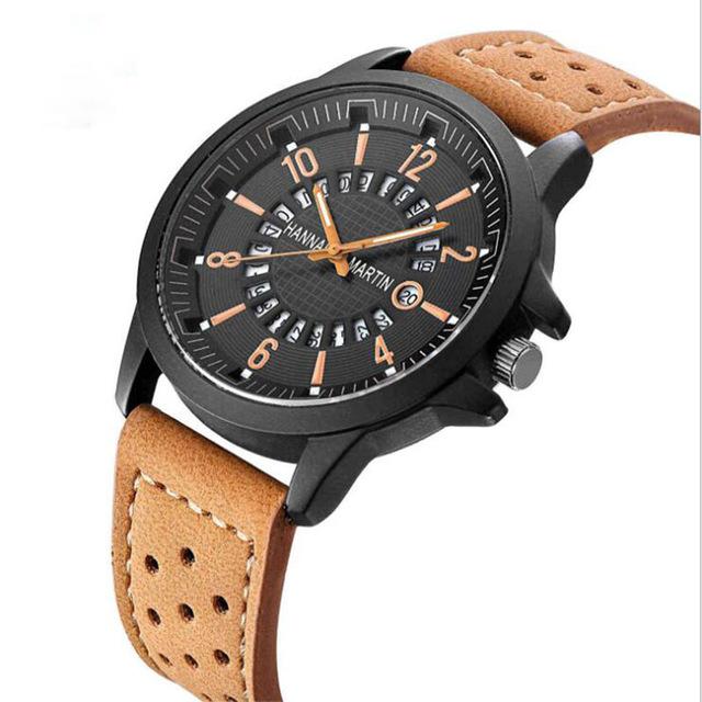 New Men's Sports Watch Stainless Steel Case Breathable Scrub Belt Quartz Business Watch Multifunction Relogio Masculino Clock