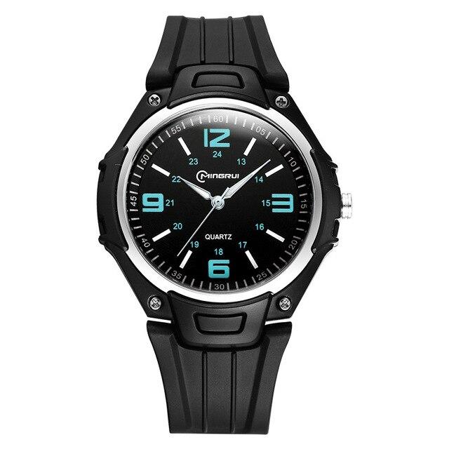 Hot Men's Waterproof Watch Girl Student Simple Table Cool Night Import Movement Organic Glass Mirror Glass PU Strap School Gift