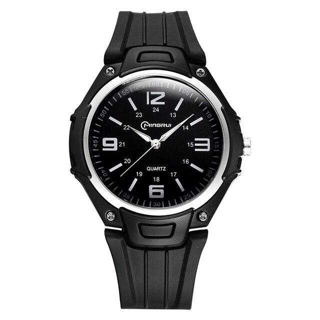 Hot Men's Waterproof Watch Girl Student Simple Table Cool Night Import Movement Organic Glass Mirror Glass PU Strap School Gift