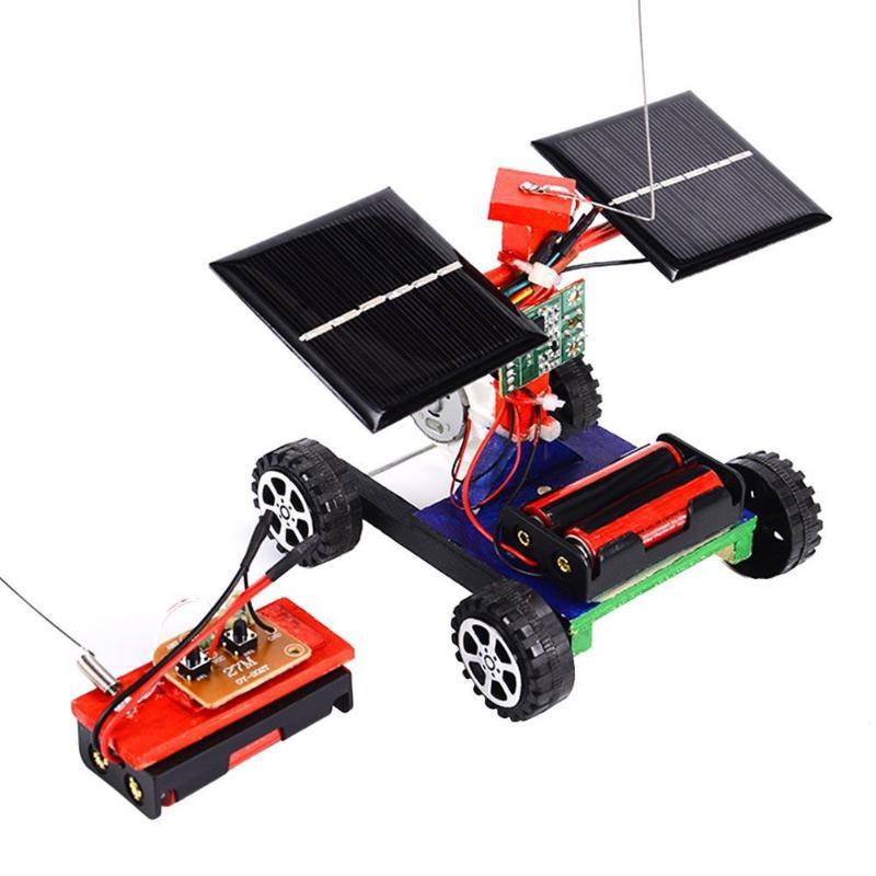 Assembly Rc Toys Diy Mini Wooden Car Wireless Remote Control Vehicle Model Diy Solar Car Kids Toy Science Educational Toy
