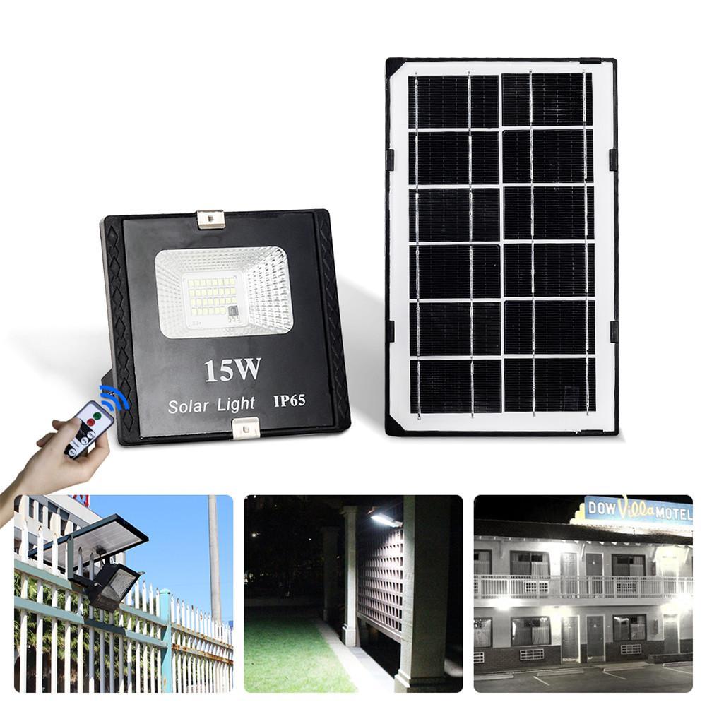 15W  LED Solar Flood Light with Remote Control  IP65 Waterproof Dimmable Flood Lamp for Outdoor Use