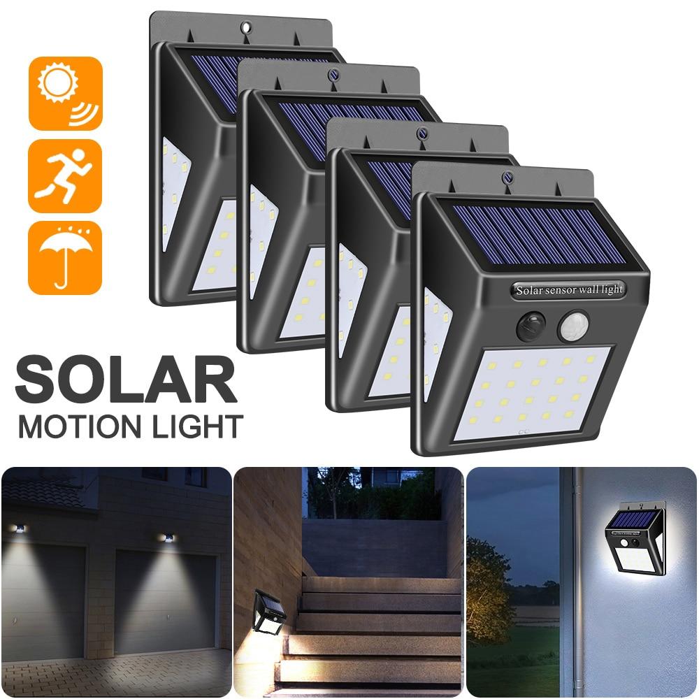 30/40 LED Solar Power Lamp PIR Motion Sensor 1/2/4pcs Solar Garden Light Outdoor Waterproof Energy Saving Wall Security Lamp