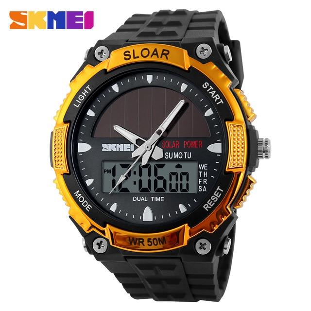 2018 New Solid Watches Men Clock Resin Atomic Solar Sports Watch 2 Time Zone Digital Led Quartz Men Wristwatches Military Watch