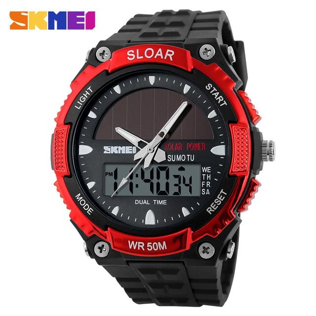 2018 New Solid Watches Men Clock Resin Atomic Solar Sports Watch 2 Time Zone Digital Led Quartz Men Wristwatches Military Watch