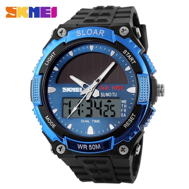 2018 New Solid Watches Men Clock Resin Atomic Solar Sports Watch 2 Time Zone Digital Led Quartz Men Wristwatches Military Watch