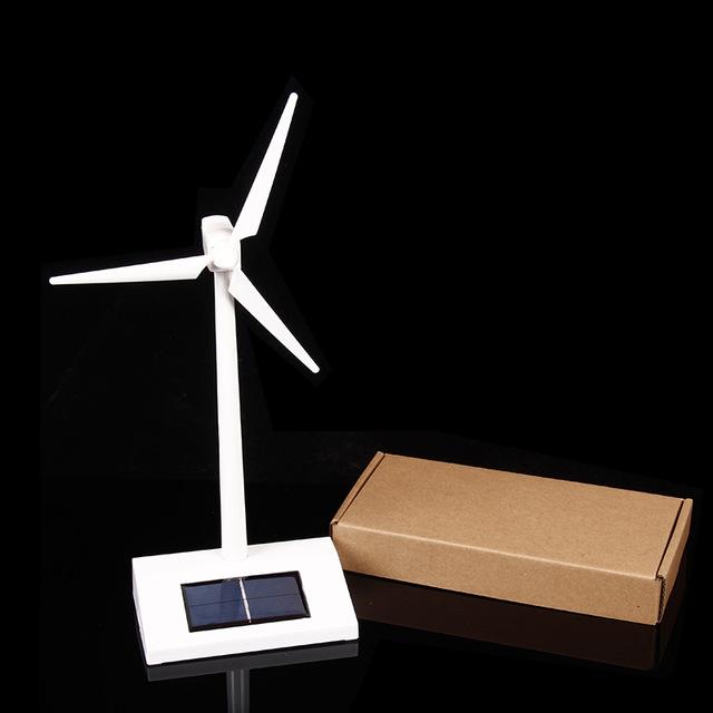 Solar Windmill Model Toys Plastic Assembled Model 3D Puzzle Solar Powered Rotating Base Desktop Model-Solar Powered Windmills