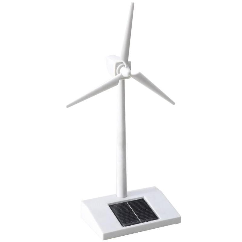 Solar Powered 3D Windmill Assembled Model Education Fun Kids Toy Gift ABS Plastics Wind Turbine White for Kids Children Toys