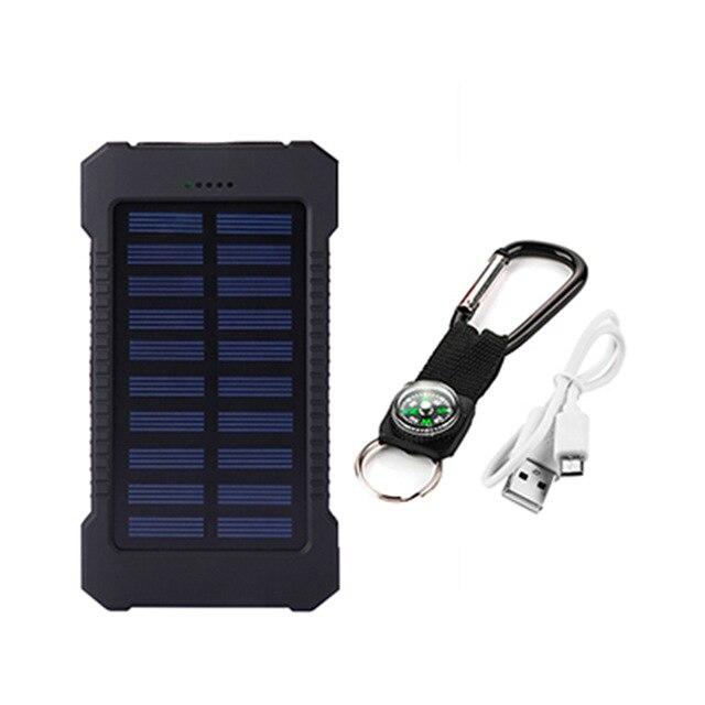 High Capacity 20000mAh Solar Power Bank Poverbank External Battery Charger Dual Ports Mobile Phone Charger for Xiaomi iPhone