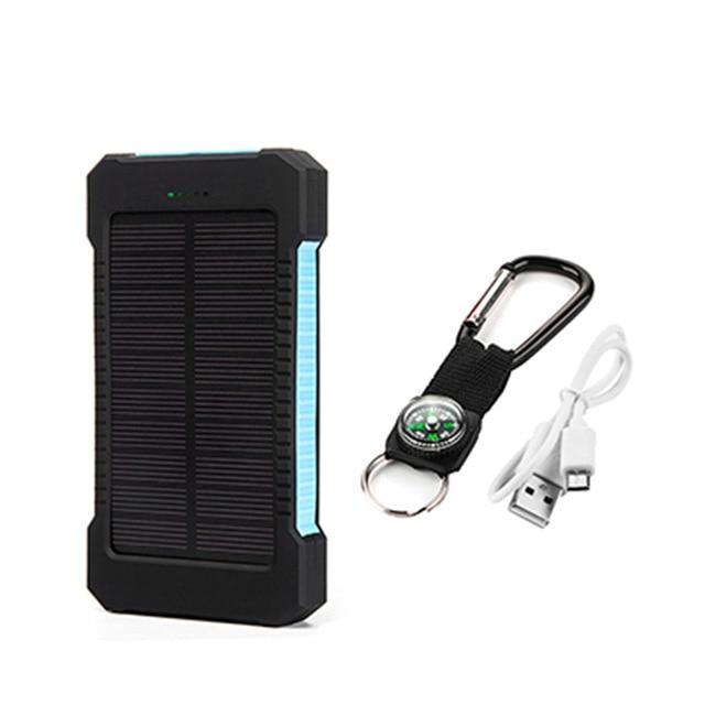 High Capacity 20000mAh Solar Power Bank Poverbank External Battery Charger Dual Ports Mobile Phone Charger for Xiaomi iPhone