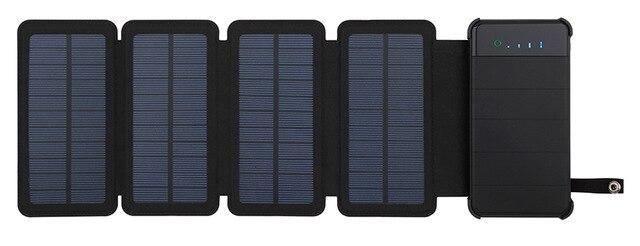 10000mAh Outdoor Power Bank Portable Foldable Waterproof Solar Panel Charger Dual USB Ports Mobile Battery Charger for Cellphone