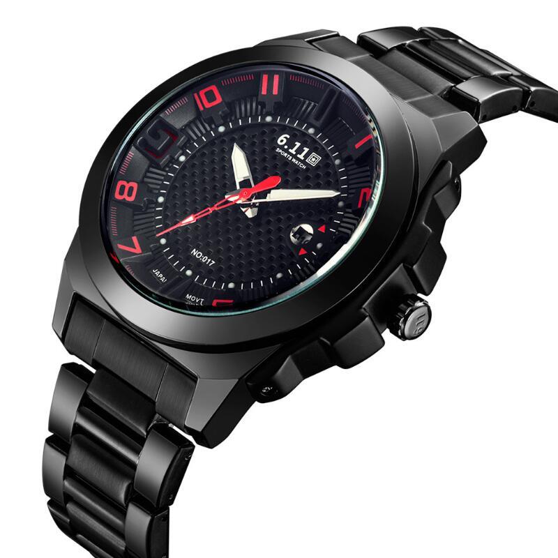 6.11 Mens 2019 New Fashion Solar-powered Watch Full Steel Clock Army Military Outdoor Quartz Watch Men Sport Watch NO.017