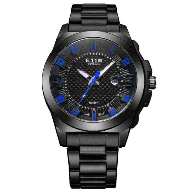 6.11 Mens 2019 New Fashion Solar-powered Watch Full Steel Clock Army Military Outdoor Quartz Watch Men Sport Watch NO.017