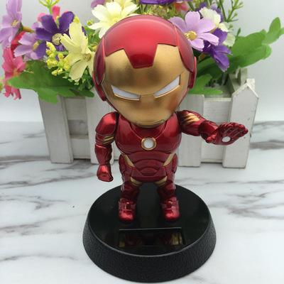 Cute Solar Powered Dancing Figures Marvel Batman Treeman One Piece Swinging Bobble Dancer Solar Toys Ironman Car Decoration Gift