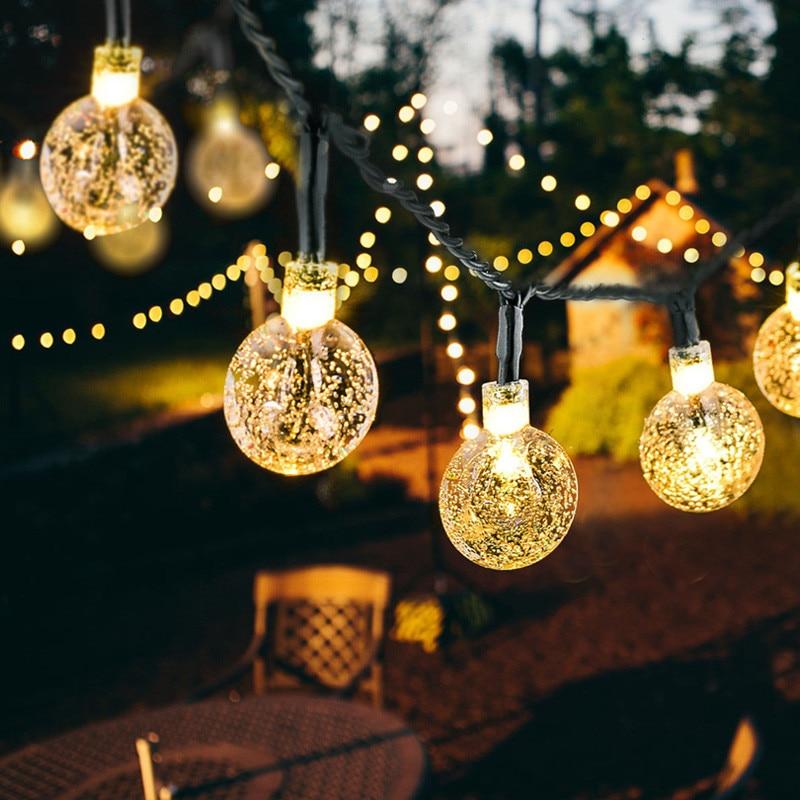 New 20/50 LEDS Crystal ball 5M/10M Solar Lamp Power LED String Fairy Lights Solar Garlands Garden Christmas Decor For Outdoor